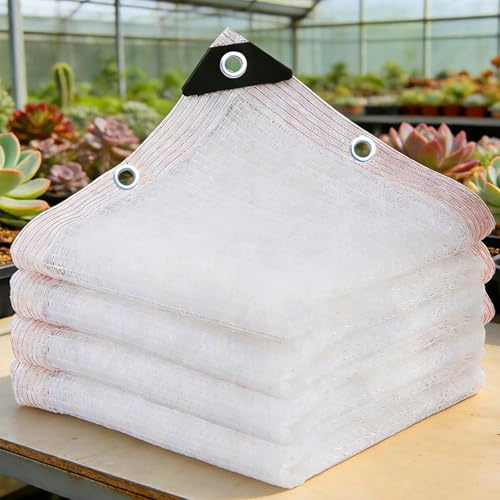 3m x 4m Telo Ombreggiante Bianco HDPE 50% Schermatura Anti-UV, Occhielli Metallici, per Balcone, Terrazzo, Giardino, Serra, Orto e Recinti Animali