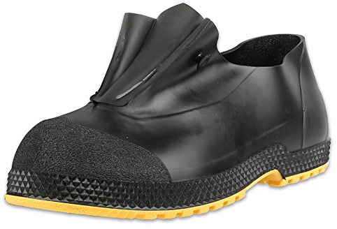 Servus SuperFit 4 PVC Dual-Compound Slip-On Men's Overshoes, Black & Yellow (11003-Bagged)