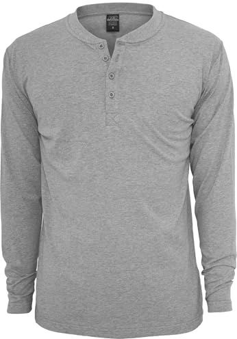 Urban Classics Men's Basic Henley L/S Tee Sweatshirt, Grey (Grey 111), Small