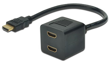 ASSMANN HDMI Y-Verteilerkabel Typ A -2xTyp A St/Bu 0,2m passiv Full HD gold sw Schwarz