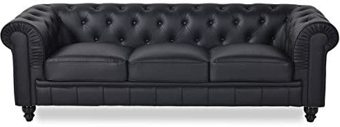 INTENSE DECO Canapé Chesterfield 3 Places Regency Noir