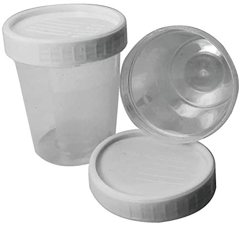 120mL Urine Sample Test Collection Cup/Pot/Bottle - with Screw on Lid (10 Sample Pots)
