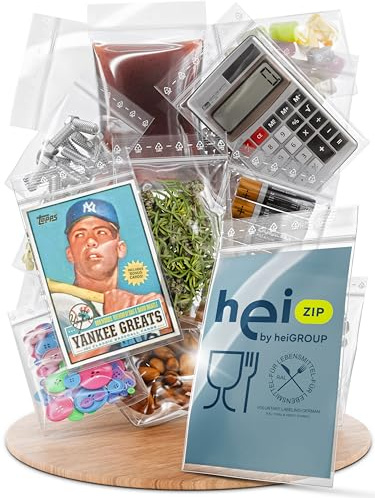 HeiGroup HeiZip 100 x Druckverschlussbeutel 220x310 mm DIN A4 - ZIP Beutel 90 my extra stark, lebensmittelecht, wiederverschließbar & transparent | ca. 3 l