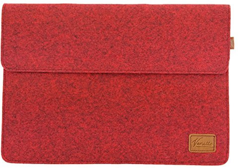 Venetto 15,4 Zoll für MacBook Pro, Microsoft Surface 15,4, Laptop Tasche Sleeve Hülle Ultrabook Schutzhülle für 15 Notebook, Filztasche (Rot meliert)