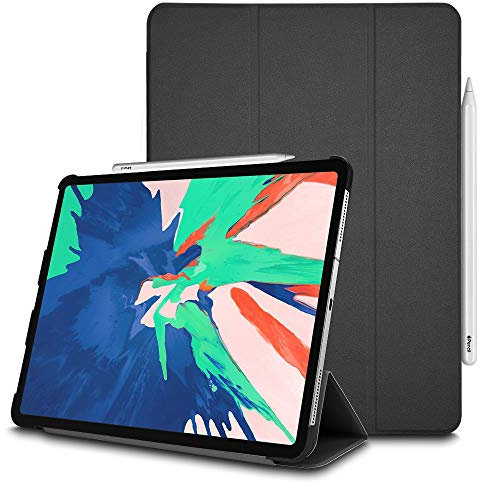 TECHGEAR Smart Coque pour iPad Pro 11 2018, [Compatible Pencil] Coque Smart Case Stand Trois-Pli avec Protection d'Angles [Auto Réveil/Sommeil] pour iPad Pro 11 Pouces 2018 Seulement - Noir
