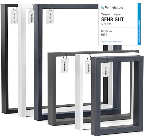 HOLZBRINK Tischbeine für Couchtisch Sitzbank, Möbelfüße aus Vierkantprofil 60x20 mm, Tischgestell 30x43 cm, Anthrazitgrau, 1 Stück, HLT-01-E-AA-7016
