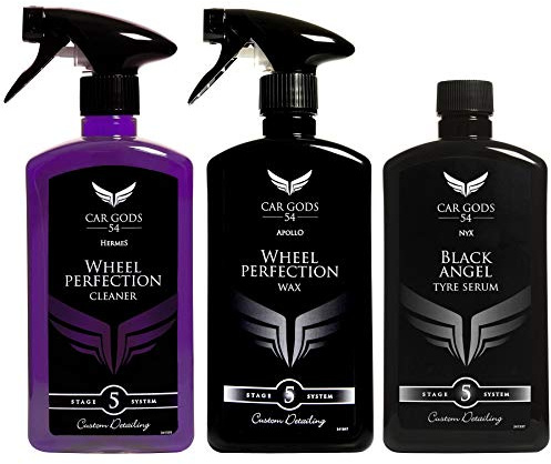 Car Gods Alloy Wheel Cleaner & Wheel Wax Perfection with Tyre Polish Serum Kit 500ml