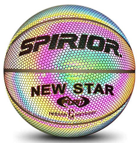 Ecisi Holographic Glowing Reflective Basketball - Nachtspiel Light Up Camera Flash Im Dunkeln leuchten Basketbälle Spielzeug für Kinder und Jungen