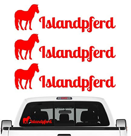 siviwonder Islandpferd Pferdesport Aufkleber 3er Set Pferdeaufkleber Pferd reiten Auto Folie Farbe Rot, Größe 20cm