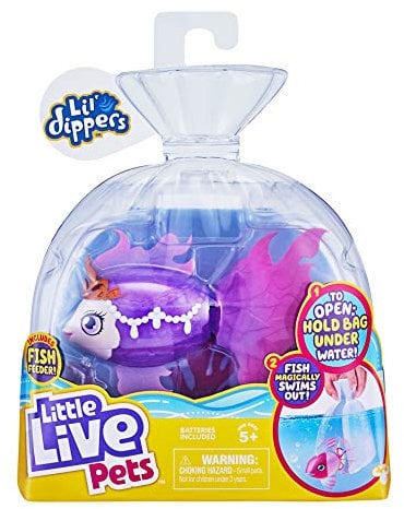Little Live Pets Einzelpackung Lil’ Dippers Seaqueen - Lil’ Dippers Wow“-Effekt beim Auspacken im Wasser und interaktivem Füttern