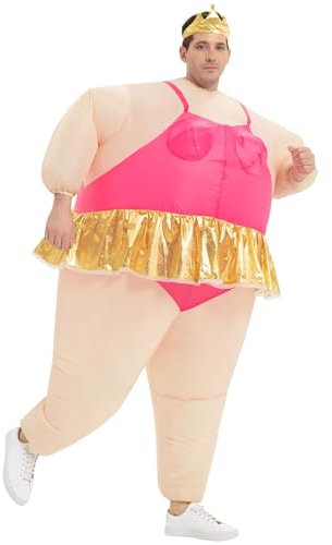 JYZCOS Aufblasbares Ballerina-Kostüm für Erwachsene, lustige Fette Anzüge, Halloween-Kostüm, Pink, L