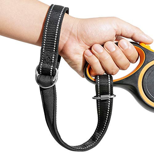 APBFH Adjustable Short Dog Leash, Baby Stroller Wheelchair Safety Adjustable Wrist Strap with Reflective Leads, Black