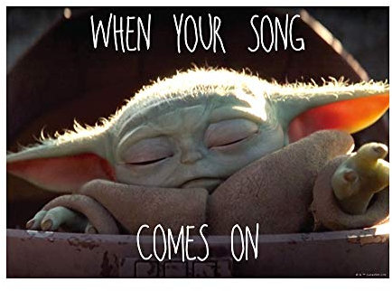 Komar Star Wars Wandbild | Mandalorian The Child Music | Dekoration, Poster, Kunstdruck | Größe 40 x 30 cm | WB-SW-009-40x30, bunt