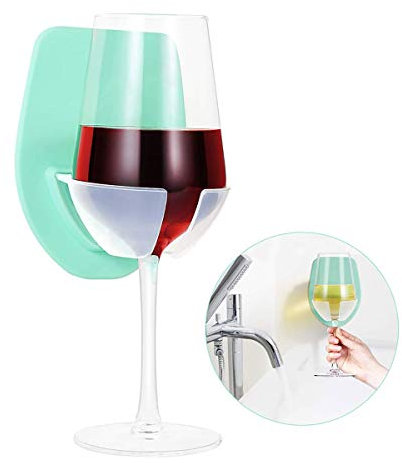 SagaSave Portable Shower Cup Holder Strong Suction Cup Drink Holder, Wine Utensils for Wine and Beer, Silicone Wine Glass Holder for Bathtub and Shower