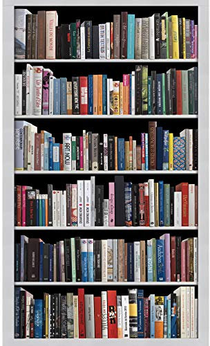 Papier peint intissé panoramique 250 cm X 150 cm, photo d'une bibliothèque moderne remplie de livres, mélange de littérature.