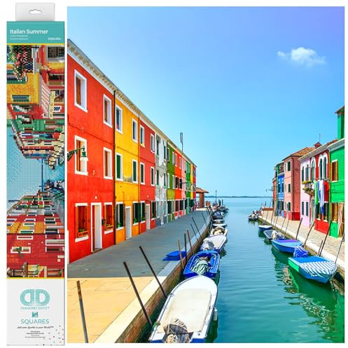 Diamond Dotz DQ10-004 Squares Italian Summer, ca. 37 x 51,5 cm groß, Diamond Painting, Malen mit Diamanten, funkelndes Bild zum Selbstgestalten, für Kinder und Erwachsene