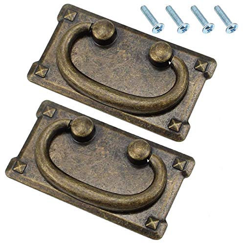 Oneroomone 2 Klassische Schubladengriffe, mit Schrauben, Vintage Antike Schubladenringgriffe Aus Bronze, Rechteckige Dekoration für Schranktüren Und Möbeltüren,