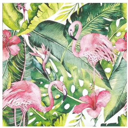 Anniversary House Tiflair Serviettes de table 3 plis Flamant rose et hibiscus Multicolore 33 cm