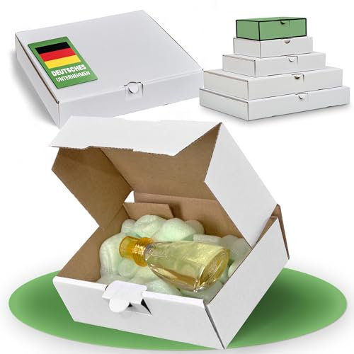 smiley pack 50x Maxibriefkartons 160x110x50mm Weiß Größe und Menge wählbar Versandkarton Warenpost Warensendung Büchersendung Postkarton Braun DHL Hermes DPD GLS UPS Deutsche Post (50 Stück Weiß)