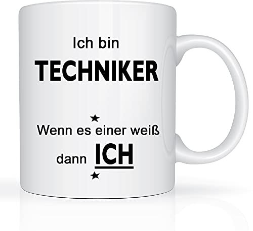 Print-Klex Berufstasse mit Techniker Motiv Bedruckt Techniker Tasse für Beruf Geschenk Kaffeebecher Geschenktasse Teetasse Arbeitstasse Arbeitsbecher mit Druck 330ml Beruf Tasse