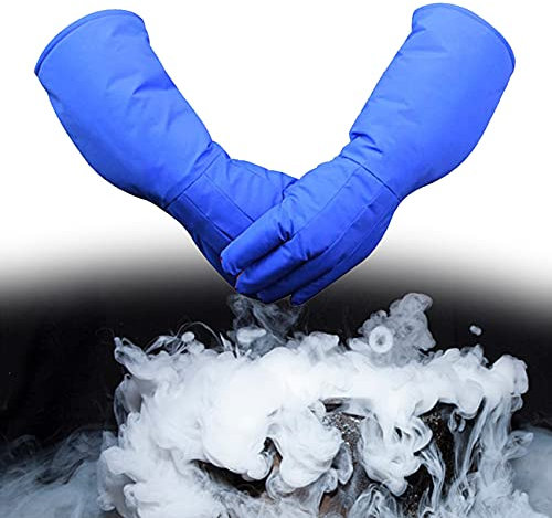 Lnobern Kryogene Schutzhandschuhe, -160°C bis -250°C, Atmungsaktives und Verbundmaterial, für Gefrierräume/Kühlräume, Eisarbeiterhandschuhe, 58CM, Weiß, Größe 58, Blau