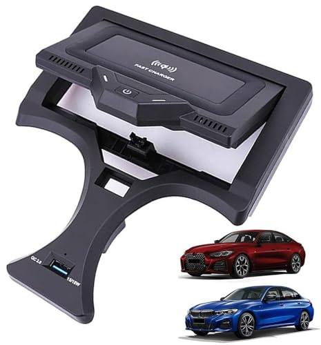 Kabelloses Ladegerät Auto Kompatibel mit BMW 3 Series G20 2020 2021 Unterstützen Sie das Originalauto mit NFC Center Console-Zubehörfeld 15W Qi Wireless Schnell-Ladegerät für iPhone Samsung