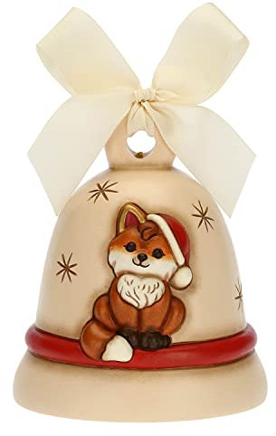 THUN - Glocke Special Edition 2021 mit Fuchs Grace - Keramik und Organzaband - Weihnachtslinie - Wohnen, Dekorieren des Hauses - Ø 10,7 cm; 12 cm h; beigees Band 50 cm