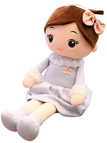 JAWSEU Plüschpuppe Mädchen 40CM Kuschelpuppe Stoffpuppe Plüschpuppe Weich Plüschtier mit Niedliche Kleidung, Spielzeug Püppchen für Kleinkinder Geschenkpuppe für Kinder