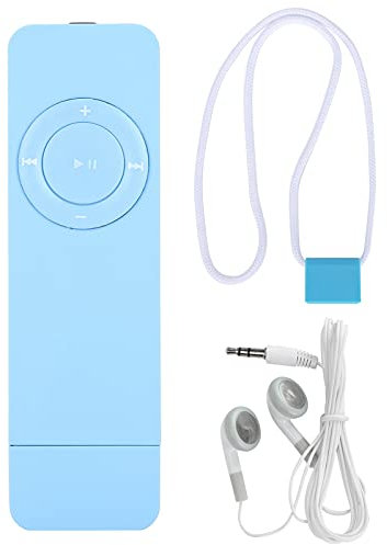 USB MP3 Player Stick, Digital MP3 Music Player with Lanyard and Earphone, Support up to 32GB Expansion Memory Card(Not Included)(Blue)