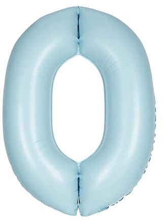 Giant Foil Number 0 Balloon - 86 cm - Matte Baby Blue