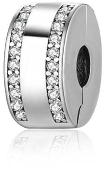 ZiNuo Love Heart Clip Lock Charms 925 Sterling Silver Rose Gold Crystal Charm Cross Stopper Beads For Pandora Bracelet (I)