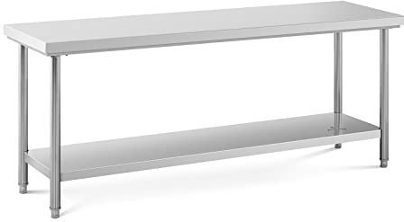 Royal Catering Mesa de Acero Inoxidable para Hostelería RC-WT20060SS (Acero inoxidable (304), Capacidad de carga: 195 kg, 200 x 60 cm)