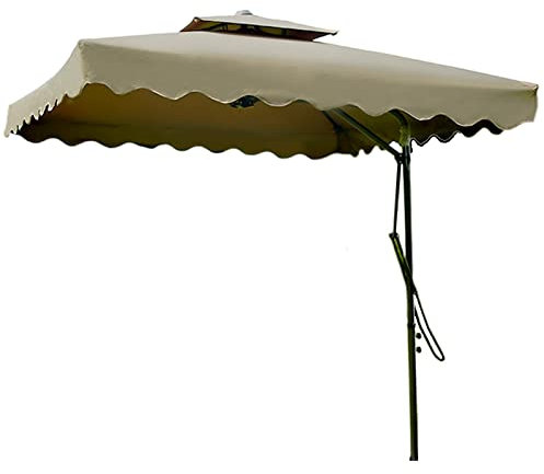 Sombrillas Terraza Excentrica Rectangular 220/ 250cm Parasol Excentrico, Sombrilla de Jardín con Cambio con Una Llave Inglesa Protección UV (4 Colores) (Color : Khaki, Size : 2.5 * 2.5m)