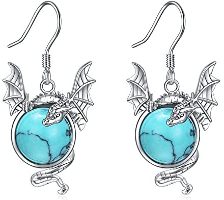 YAFEINI Drachen Ohrringe Damen 925 Sterling Silber Drachen Türkis Ohrringe Schmuck für Damen Mädchen