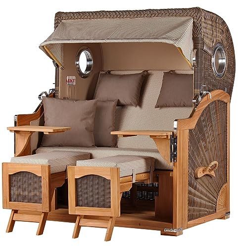 bene living Strandkorb-Set Ammersee 2,5-Sitzer Teak - PE grau - Modell 510 - Liftersystem