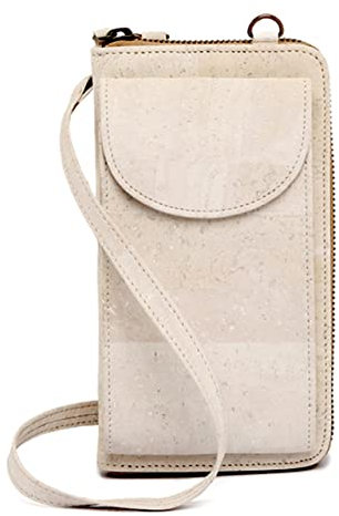 Weiße Kork Handytasche + Geldbeutel | Handy Tasche und Portemonnaie in einem | 2 in 1 | nachhaltig & vegan