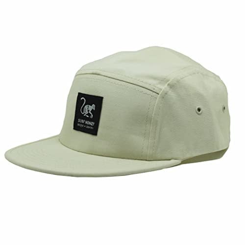 Verstellbare Strapback-Kappe – klassische Jockey Cap – Baseballkappe für Herren/Damen mit 5 Paneelen Surf Monkey®, Hellbeige, One size