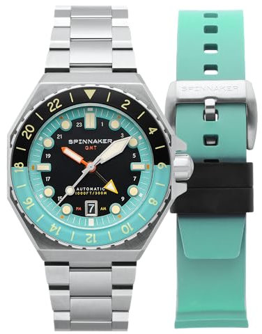 Spinnaker Herren 44mm Dumas Harbour Japanische Automatikuhr mit massivem Edelstahlarmband SP-5119, Dunkeltürkis, Japanisch