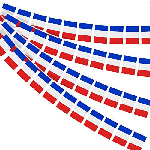AhfuLife Guirlande Drapeau Francais, 30 Drapeau France Bannière pour Celebration 6 Pays Tournoi de Rugby 2025 Eurovision Concour de Chant Euro Foot Coupe du Monde Fête Nationale (10 Pcs, 14×21cm-11m)