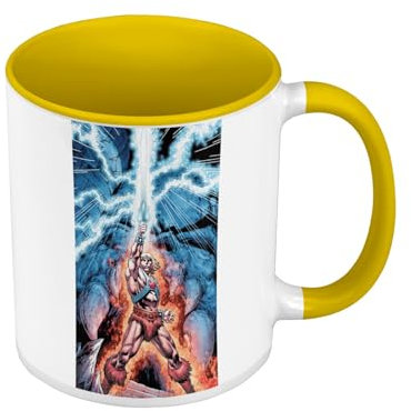 Tasse, hochwertig, Gelb – He Man And The Masters Of The Universe Swords Lights – Tasse mit Henkel und farbigem Innenfutter