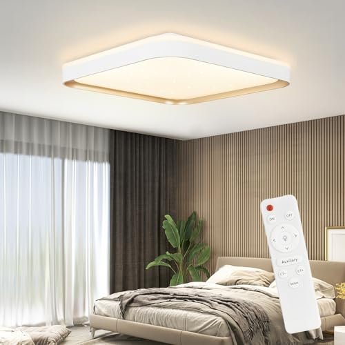 ZMH Deckenlampe LED Deckenleuchte Schlafzimmer - Schlafzimmerlampe Dimmbar mit Fernbedienung 30cm Küche Deckenbeleuchtung Küchenlampe Modern 32W Flurlampe Quadratisch Wohnzimmerlampe Weiß für Flur
