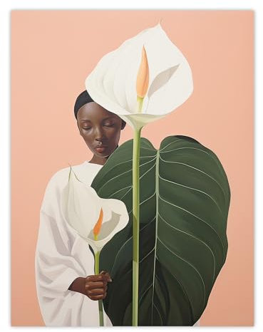 Artery8 We Come in Peace Lily African Woman Portrait Unframed Wall Art Print Poster Home Decor Premium