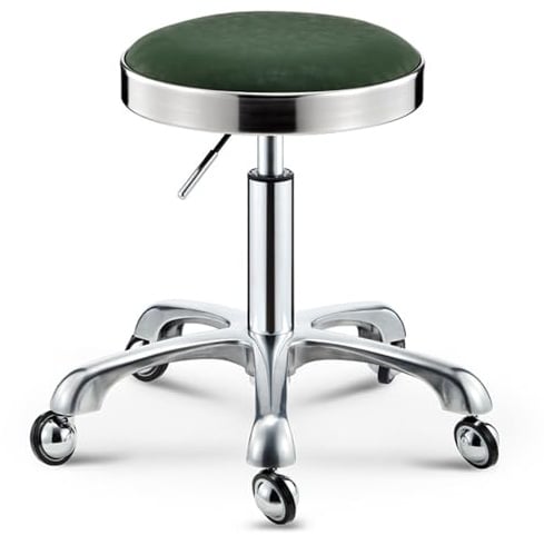 Robuster Drehstuhl mit Stahlring und Rollen ohne Verheddern, höhenverstellbar, PU-Leder, Bürostuhl für Schlafzimmer, Laden, Theke, Salon, Waschtisch, Spa, Massage, Schönheitsschreibtisch (grün)