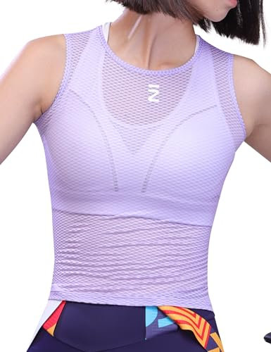 INBIKE Damen Fahrradweste Abnehmen Mesh Ärmellose Weste Leichtes Body Shaping Shirt Schnelltrocknend Atmungsaktiv Reflektierende Tank Tops Sommer Fahrradbekleidung Sporthemden Fahrradtrikot Lila M