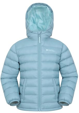 Mountain Warehouse Seasons Steppjacke für Kinder - Ultraleichte, warme, wasserdichte Steppjacke. Jungen & Mädchen Winterjacke mit Kapuze & Reißverschluss Hell Blau Kinder 128 DE (7-8 Jahre)