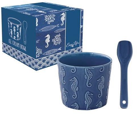 COFFRET COUPELLE A GLACE AVEC CUILLERE Ø 8,5 CM EN PORCELAINE