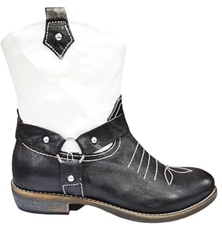 MAROS SHOES,STIVALE ESTIVO BAMBINA E RAGAZZA TEXANO PANDA,BIANCO NERO.NUMERI DAL 28AL41 MADE IN ITALY (BIANCO - NERO PANDA, Sistema Taglie Calzature EU, Adolescente, Donna, Numero, Media, 32)