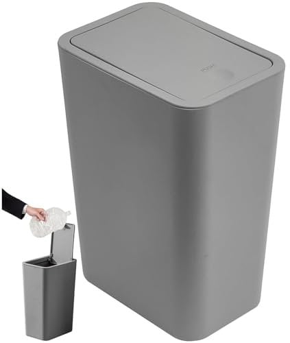 HiyyFloy Cubo De Basura para Baño, Cubo De Basura Delgado para Cocina, para Espacios Estrechos, Cesta De Basura Pequeña con Tapa a Presión, Contenedor De Basura para Hogar