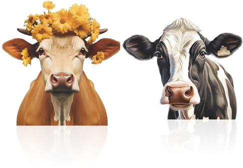 2 Kuhaufkleber Kuh Deko 3D Lustige Tier Kuh Selbstklebende Autoaufkleber Tierwandaufkleber Fensterbilder Sommer für Wohnzimmer, Schlafzimmer, Kinderzimmer, Auto, Fenster, tür, Wand