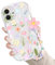 Newseego Clear Phone Case for iPhone 16, Aesthetic Cute Flower Pattern with Floral Chain for Girls Women Soft Flexible TPU Wave Frame Shockproof Camera Protection Cover for iPhone 16